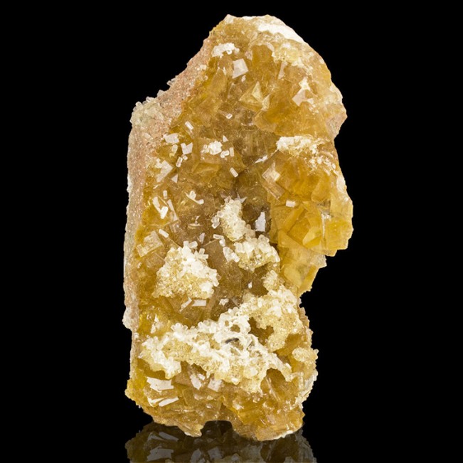 4.5"GlassyGoldenYellow FLUORITE Cubic Crystals +Calcite Moscona M Spain for sale