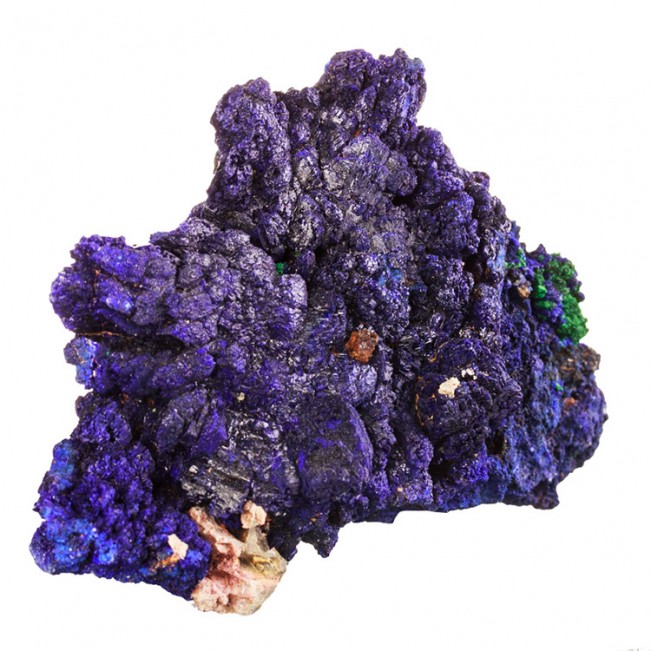 3.3" ShinyMidnightBlue AZURITE Sharp Crystals w/Green Malachite Morocco for sale