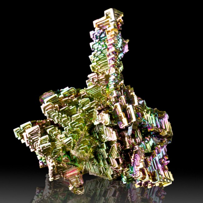 3.1" BISMUTH Fine Bright Rainbow Kaleidoscope Hoppered Crystals Germany for sale