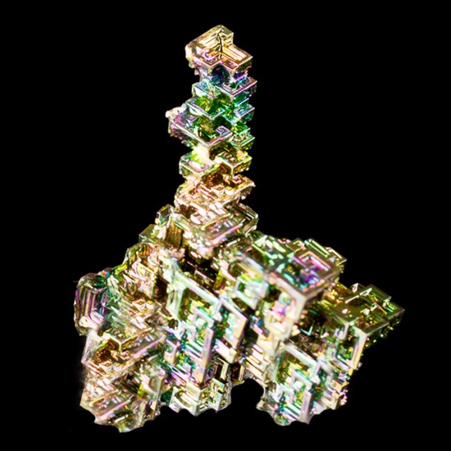 3.1" BISMUTH Fine Bright Rainbow Kaleidoscope Hoppered Crystals Germany for sale