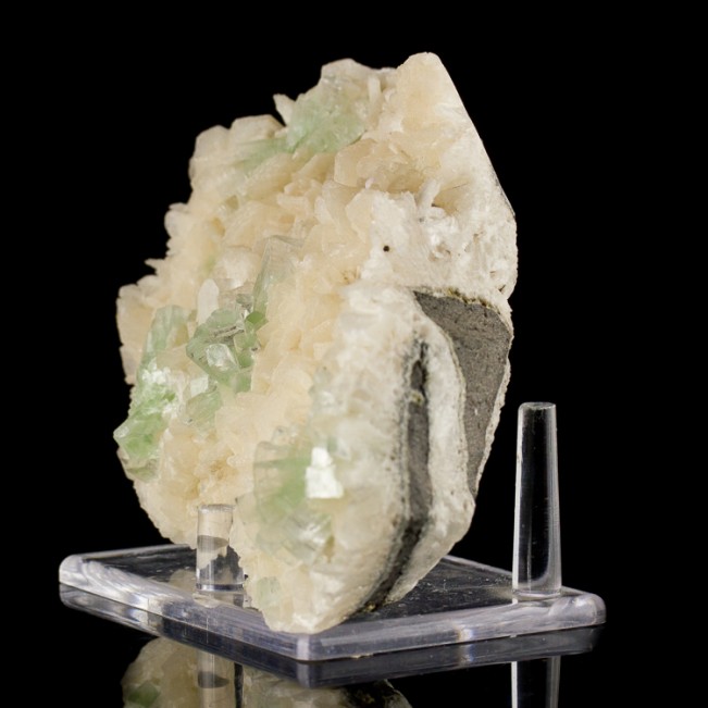 5.5" Mint Green DISCO-BALL APOPYLLITE Crystals on White Stilbite India for sale